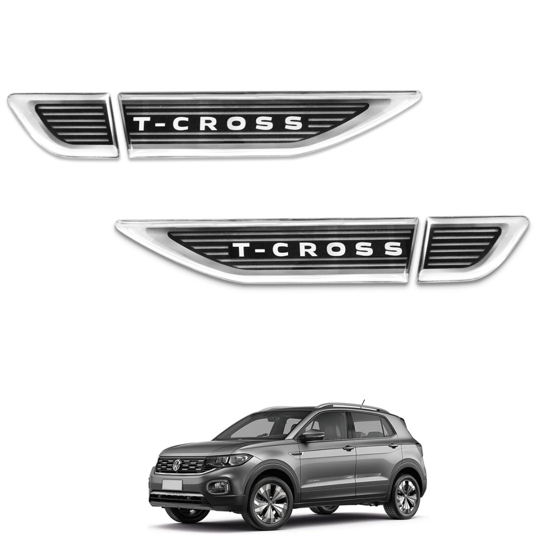 Par Emblema Lateral T-Cross 2019 a 2026 Adesivo Resinado Veikko